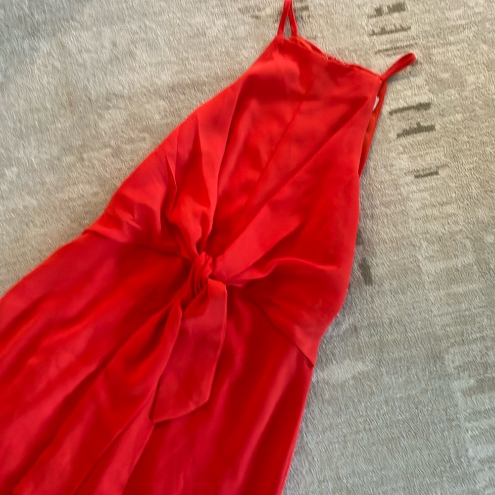 Boutique high/low tier front orange dress, small